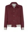 Brunello Cucinelli Wool Shirt-style Bomber Jacket In Burgundy