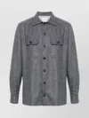 Brunello Cucinelli Wool Shirt With Straight Hem And Buttoned Hems In Gray