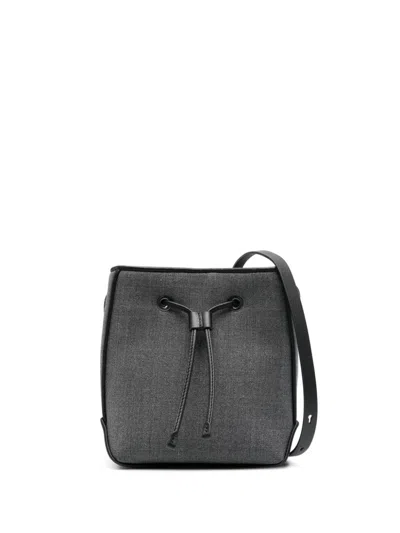 Brunello Cucinelli Drawstring Virgin Wool Bucket Bag In Grey