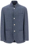 Brunello Cucinelli Water-resistant Herringbone Jacket In Blue