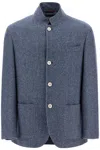 Brunello Cucinelli Water-resistant Herringbone Jacket In Blue