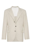 Brunello Cucinelli Linen-wool-silk Single-breasted Blazer In Butter