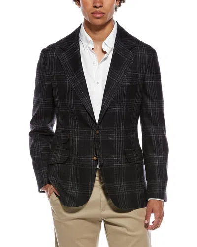 Brunello Cucinelli Wool, Silk, & Linen-blend Blazer In Black