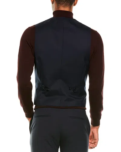 Brunello Cucinelli Wool Silk Double-breasted Vest In Blue