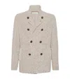 Brunello Cucinelli Wool-silk English-rib Cardigan In Gray