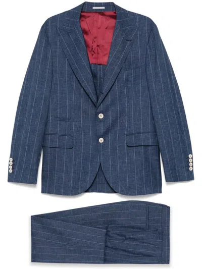 Brunello Cucinelli Wool Single-breasted Suit In Blue