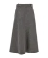 Brunello Cucinelli Grey Virgin Wool Flute Skirt In Black