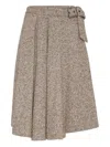 Brunello Cucinelli Kilt Midi Skirt In Sand
