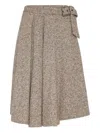 Brunello Cucinelli Kilt Midi Skirt In Brown