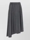Brunello Cucinelli Wool Skirt With Asymmetrical Hem And Pleated Design In Gray