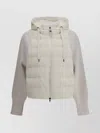 Brunello Cucinelli Two-material Puffer Jacket Casual Jackets And Parka White In Neutral