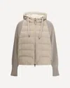 Brunello Cucinelli Two-material Puffer Jacket Casual Jackets And Parka Beige In Brown