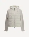 Brunello Cucinelli Two-material Puffer Jacket Casual Jackets And Parka White In Neutral