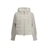 Brunello Cucinelli Two-material Puffer Jacket Casual Jackets And Parka White In Neutral