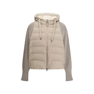 Brunello Cucinelli Wool Sleeved Down Jacket In Neutral