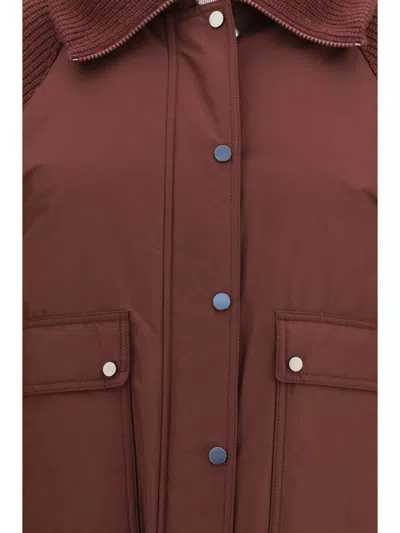Brunello Cucinelli Wool Sleeves Down Jacket In Brown