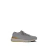Brunello Cucinelli Low Slip-on Stretch Wool Knit Sneakers With Rubber Sole In Gray