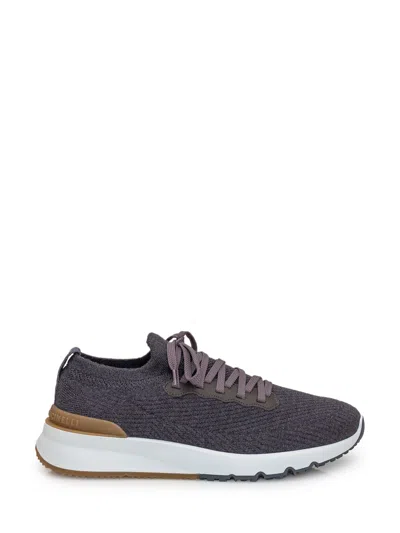 Brunello Cucinelli Wool Sneakers In Dark Grey