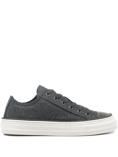 Brunello Cucinelli Wool Sneakers In Gray