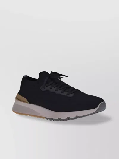 Brunello Cucinelli Wool Sneakers Rubber Sole In Black