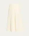 Brunello Cucinelli Wool-stretch A-line Midi Skirt In White