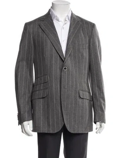 Pre-owned Brunello Cucinelli Wool Striped Blazer In Gray