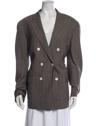 Pre-owned Brunello Cucinelli Wool Striped Blazer In Gray