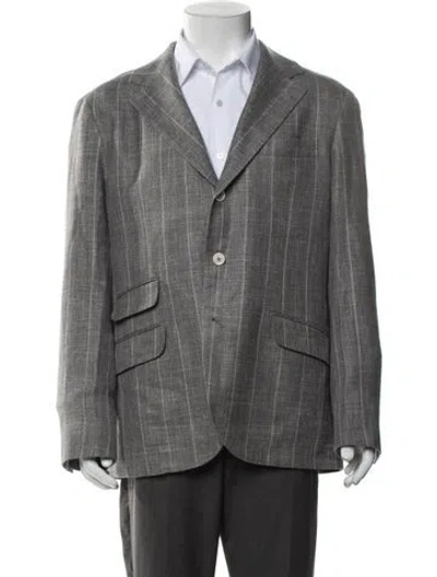 Pre-owned Brunello Cucinelli Wool Striped Blazer In Gray