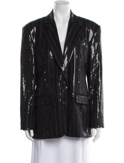 Pre-owned Brunello Cucinelli Wool Striped Jacket In Black