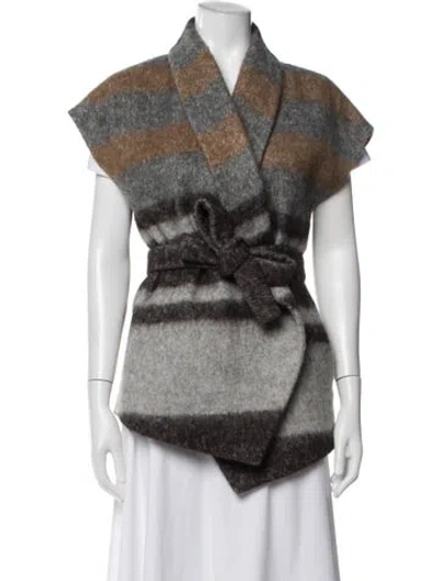 Pre-owned Brunello Cucinelli Wool Striped Jacket In Gray