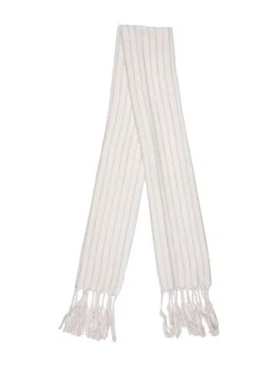 Pre-owned Brunello Cucinelli Wool Striped Scarf W/ Tags In Neutral