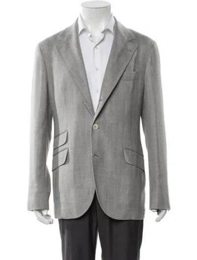 Pre-owned Brunello Cucinelli Wool Striped Sport Coat In Gray