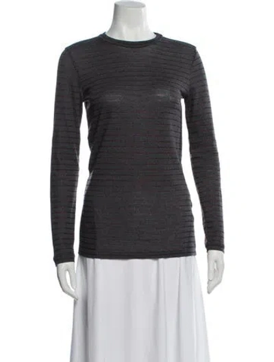 Pre-owned Brunello Cucinelli Wool Striped Top In Gray
