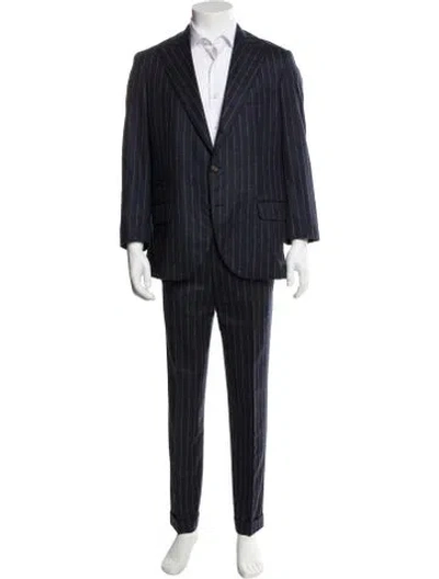 Pre-owned Brunello Cucinelli Wool Striped Two-piece Suit In Black