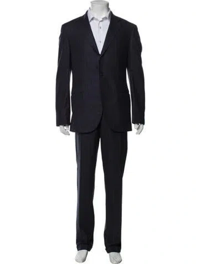 Pre-owned Brunello Cucinelli Wool Striped Two-piece Suit In Blue