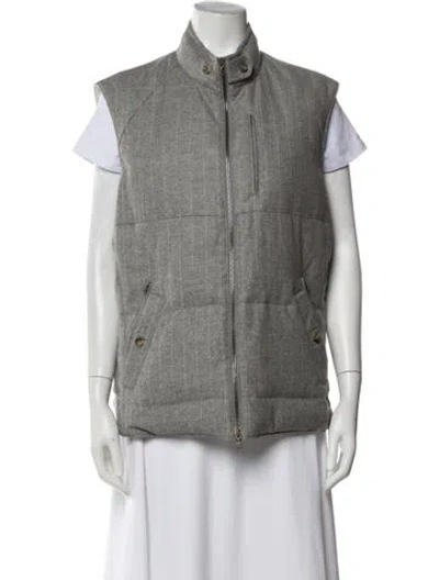 Pre-owned Brunello Cucinelli Wool Striped Vest In Gray