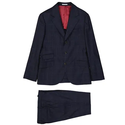 Brunello Cucinelli Wool Suit Men In Blue