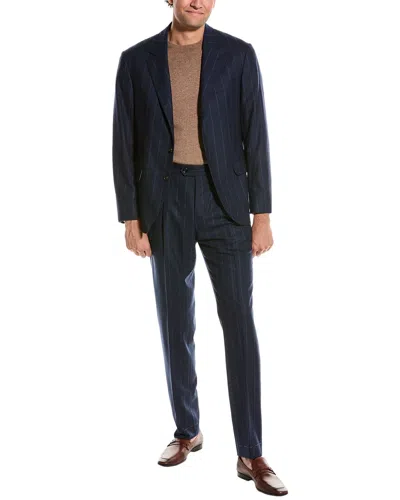 Brunello Cucinelli Wool Suit With Pleated Pant In Multi
