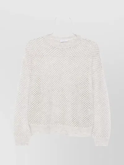 Brunello Cucinelli Wool Sweater Mesh Design Subtle Shimmer