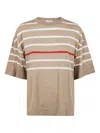 Brunello Cucinelli Round Neck Short Sleeves Sweater In Brown