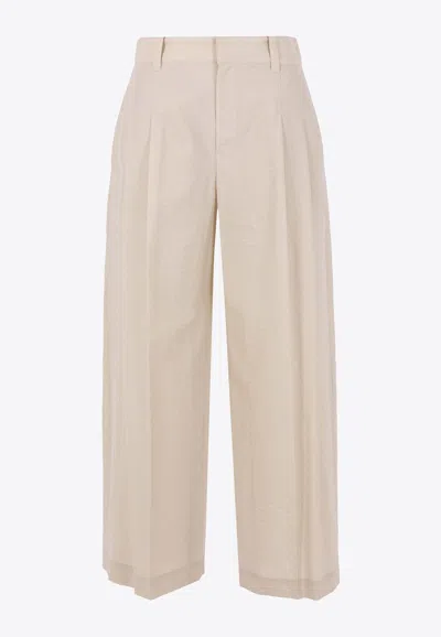Brunello Cucinelli Wool Tailored Pants In Neutral
