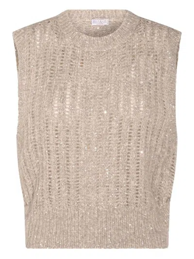Brunello Cucinelli Wool Tank Top In Pink