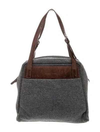 Pre-owned Brunello Cucinelli Wool Top Handle Bag In Gray