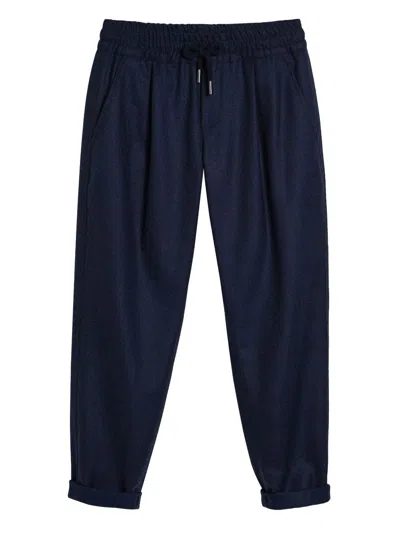 Brunello Cucinelli Kids' Wool Track Pants In Blue