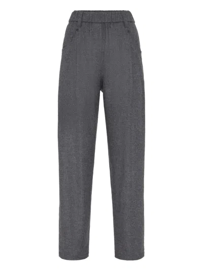 Brunello Cucinelli Wool Trousers In Gray