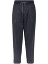 Brunello Cucinelli Grey Pinstriped Virgin Wool Trousers In Black