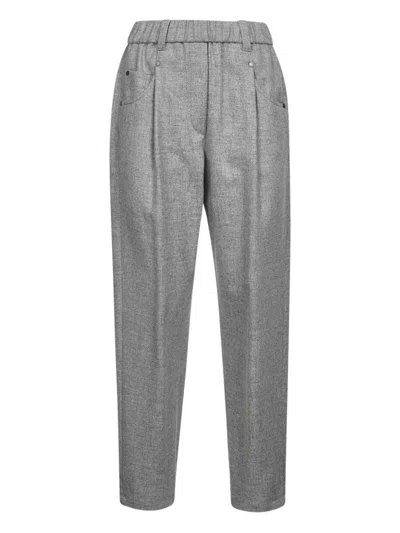 Brunello Cucinelli Wool Trousers In Gray