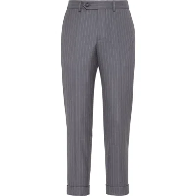 Brunello Cucinelli Men's Batavia Formal Fit Trousers In Grey