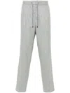 Brunello Cucinelli Herringbone-pattern Tapered Trousers In Grey
