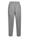 Brunello Cucinelli Wool Trousers With Elastic Waistband And Pleated Front In Multi